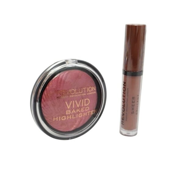 Revolution Vivid Baked Highlighter & Sheer Lip Gloss Makeup Set - Picture 4 of 6